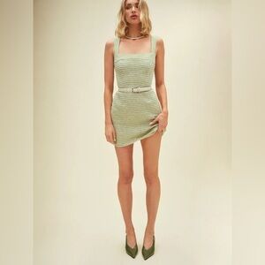 NWT Reformation Celosia linen dress size 10 avocado check (green/white)